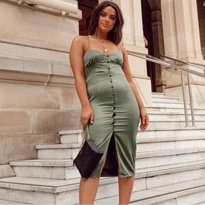 Bella Fiori x Princess Polly Olive green midi dress